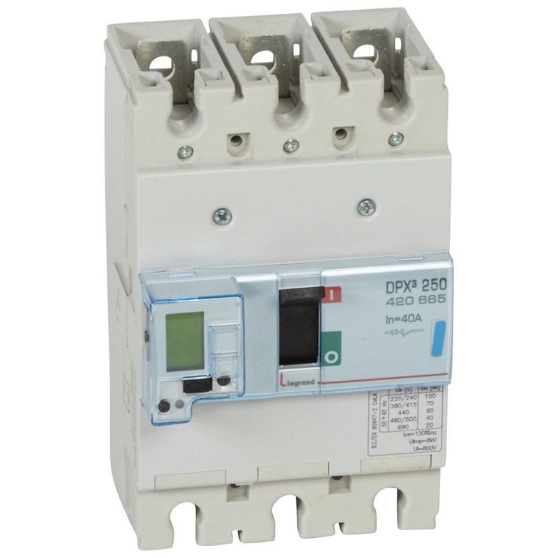 Legrand 420665 - Disjoncteur électronique avec unité de mesure DPX³250 Icu 70kA 400V~ - 3P - 40A