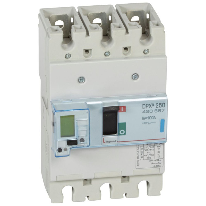 Legrand 420667 - Disjoncteur électronique avec unité de mesure DPX³250 Icu 70kA 400V~ - 3P - 100A