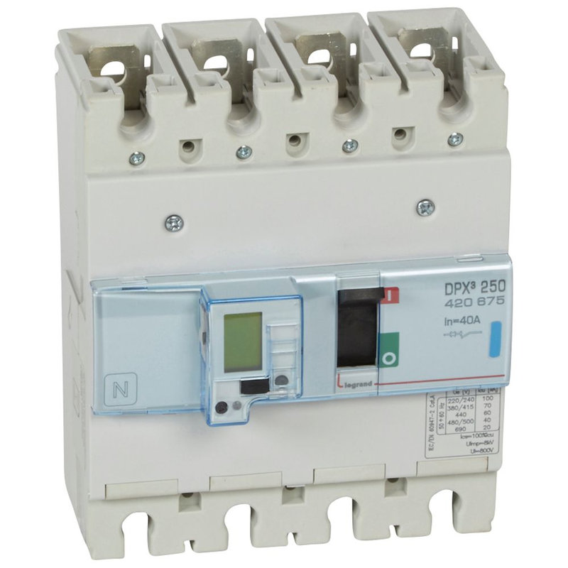 Legrand 420675 - Disjoncteur électronique avec unité de mesure DPX³250 Icu 70kA 400V~ - 4P - 40A