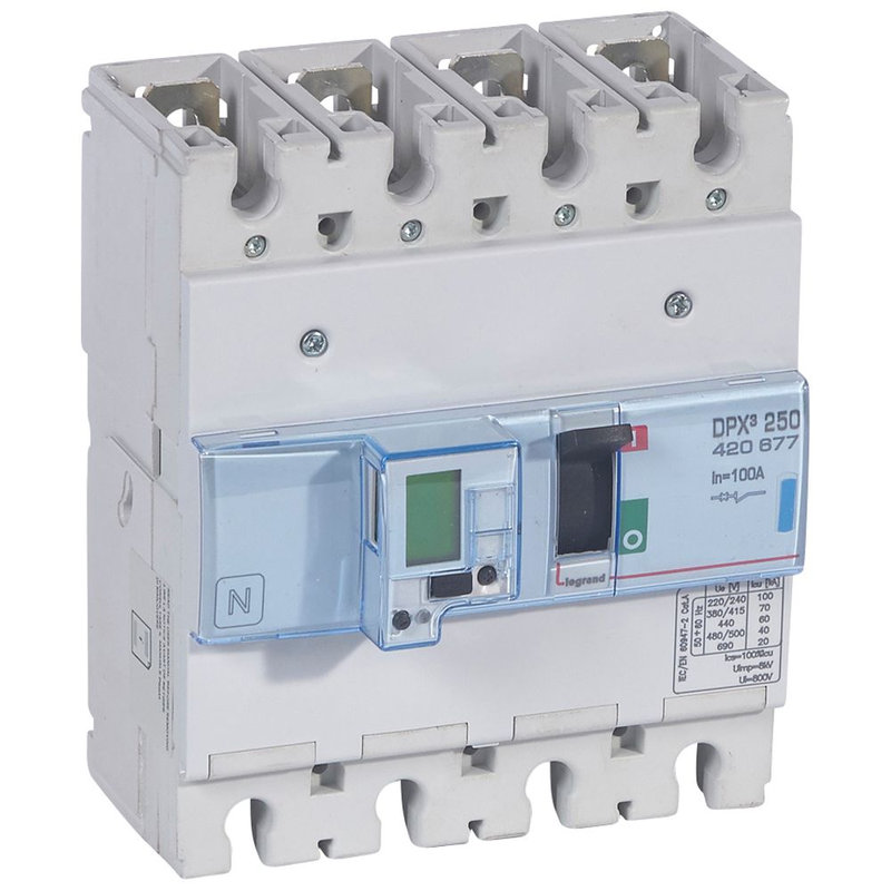 Legrand 420677 - Disjoncteur électronique avec unité de mesure DPX³250 Icu 70kA 400V~ - 4P - 100A