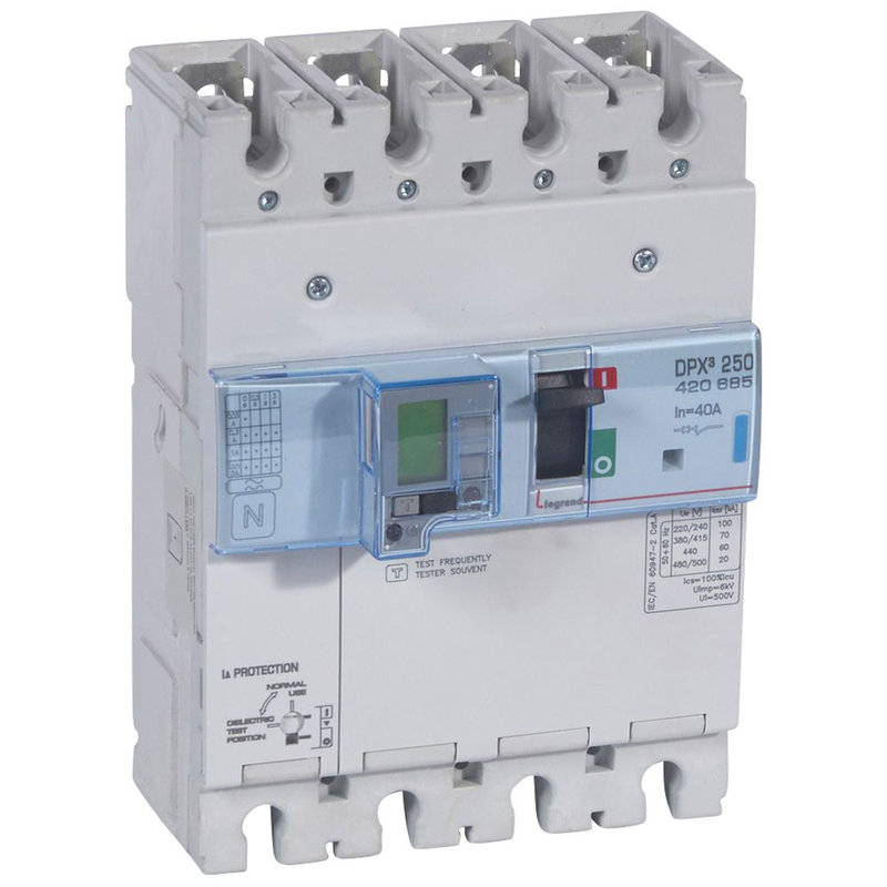 Legrand 420685 - Disjoncteur électronique diff - unité de mesure DPX³250 Icu 70kA 400V~ - 4P 40A