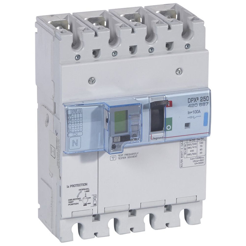 Legrand 420687 - Disjoncteur électronique diff - unité de mesure DPX³250 Icu 70kA 400V~ - 4P 100A