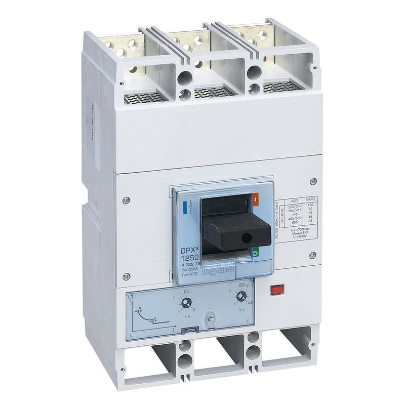 Legrand 422278 - Disjoncteur magnétothermique DPX³1600 pouvoir de coupure 70kA 400V~ - 3P - 1250A