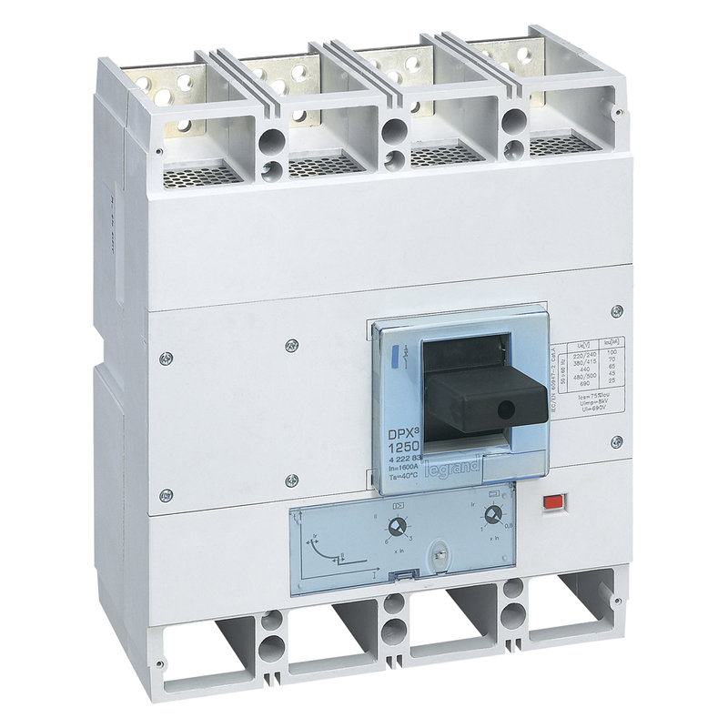 Legrand 422283 - Disjoncteur magnétothermique DPX³1600 pouvoir de coupure 70kA 400V~ - 4P - 1250A