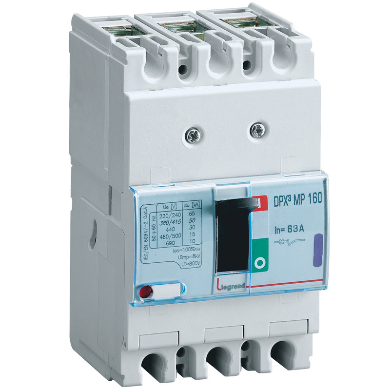 Legrand 420713 - Disjoncteur magnétique fixe seul DPX³160 pouvoir de coupure 16kA 400V~ - 3P 63A