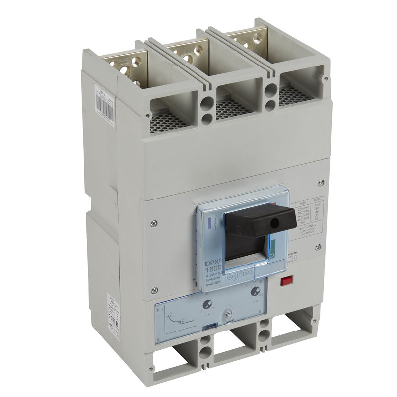 Legrand 422263 - Disjoncteur magnétothermique DPX³1600 pouvoir de coupure 50kA 400V~ - 3P - 630A