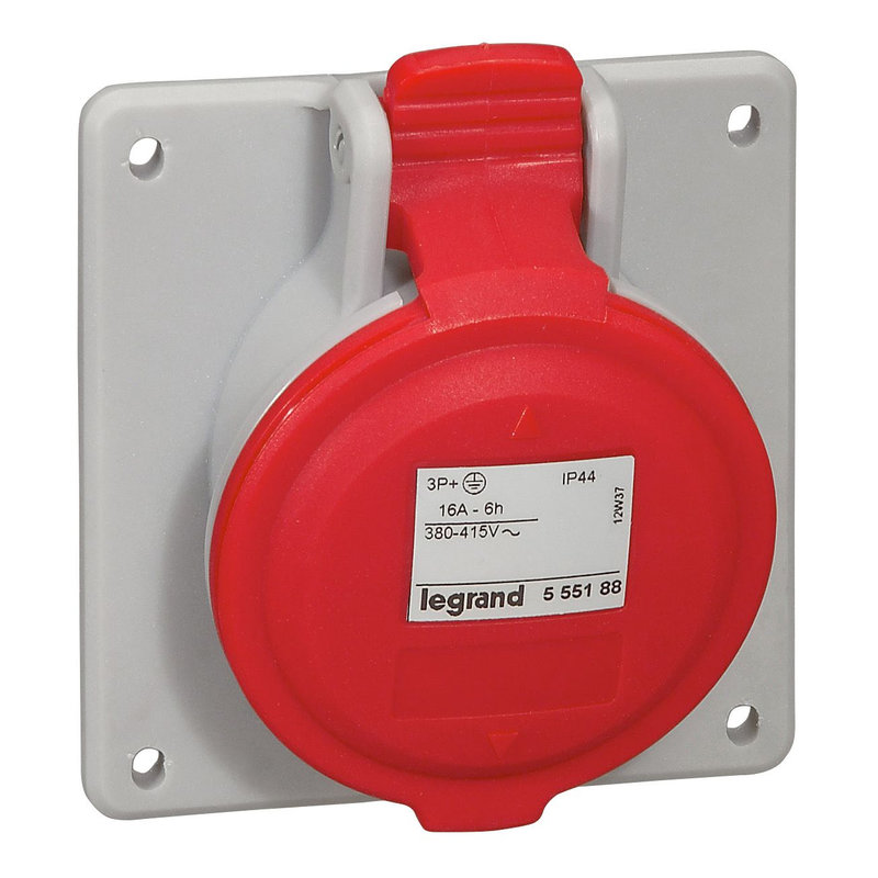 Legrand 555188 - Prise à entraxes unifiés fixe P17 IP44 16A - 380V~ à 415V~ - 3P+T