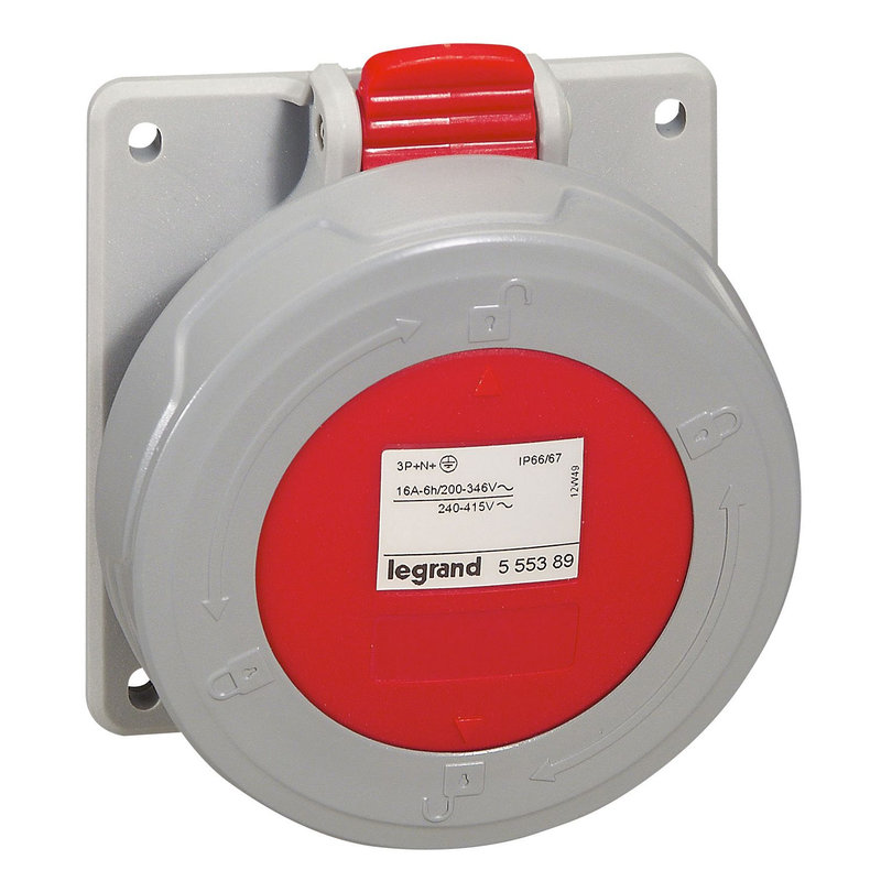 Legrand 555389 - Prise à entraxes unifiés P17 IP66/67 16A - 380V~ à 415V~ - 3P+N+T