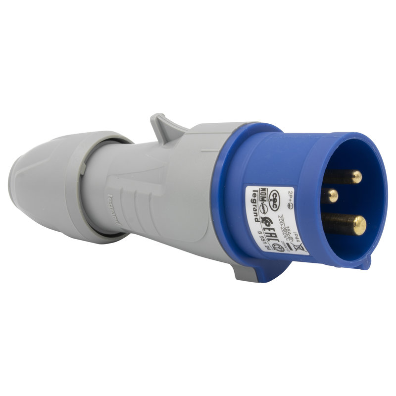 Legrand 555124 - Fiche mobile droite P17 IP44 16A - 200V~ à 250V~ - 2P+T