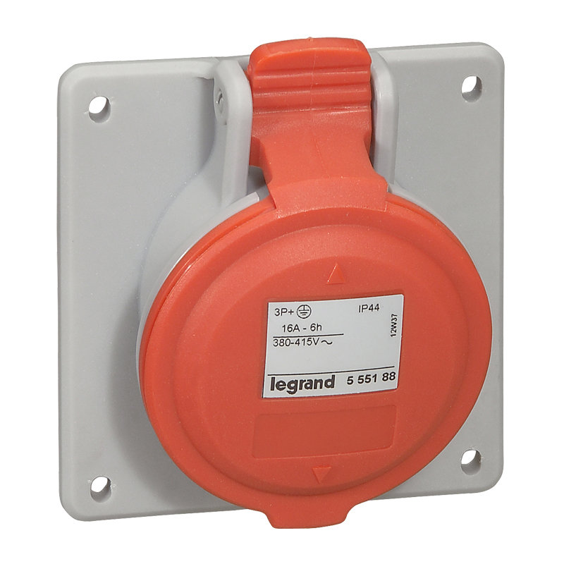 Legrand 555189 - Prise à entraxes unifiés fixe P17 IP44 16A - 380V~ à 415V~ - 3P+N+T