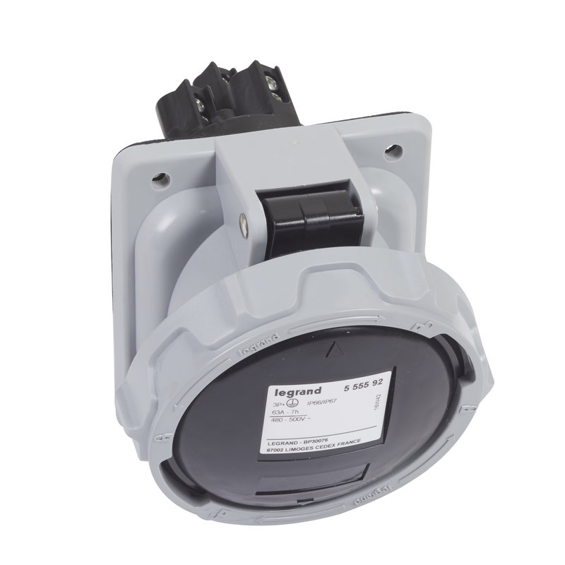 Legrand 555592 - Socle de tableau P17 2P+T 63A 500V - IP67