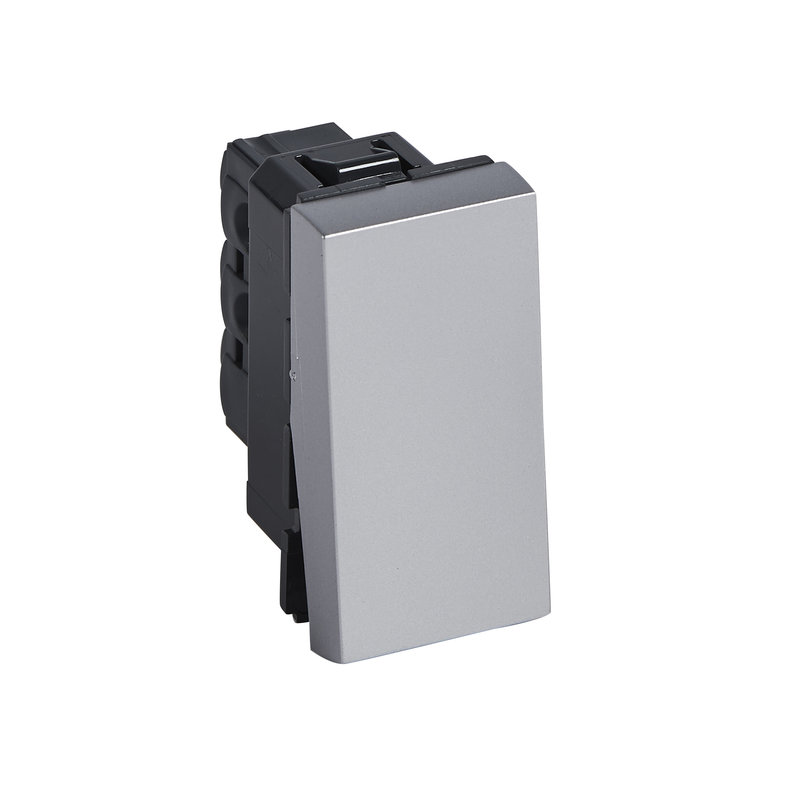 Legrand 571000 - BOUTON POUSSOIR UNIPOLAIRE 6A 1 MODULE CARRE ARTEOR SOFT ALU