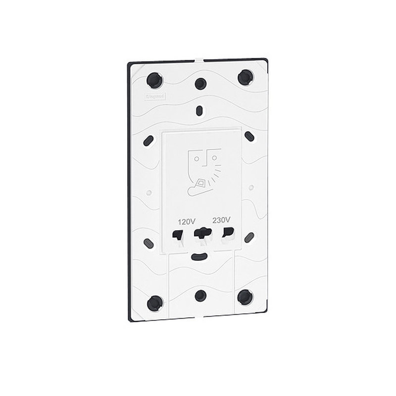 Legrand 572153 - PRISE RASOIR 230V / 120-230V AVEC TERRE AVEC SUPPORT A VIS FINITION CARRE BLANC