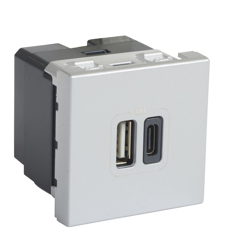 Legrand 572577 - ARTEOR CHARGEUR 2 MODULES 2 USB A+C 3A 15W MG