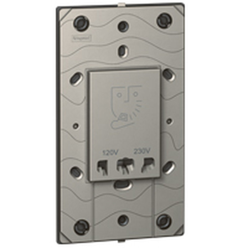 Legrand 572653 - PRISE RASOIR 230V/120-230V AVEC SUPPORT A VIS CARRE MAGNESIUM