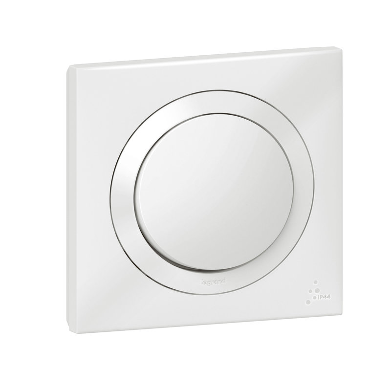 Legrand 600013 - Interrupteur ou va-et-vient dooxie IP44 10AX livré avec plaque carrée blanche