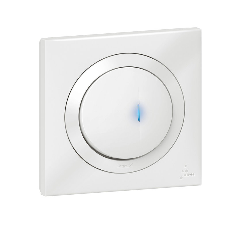 Legrand 600014 - Poussoir simple lumineux dooxie IP44 6A 250V~ livré avec plaque carrée blanche