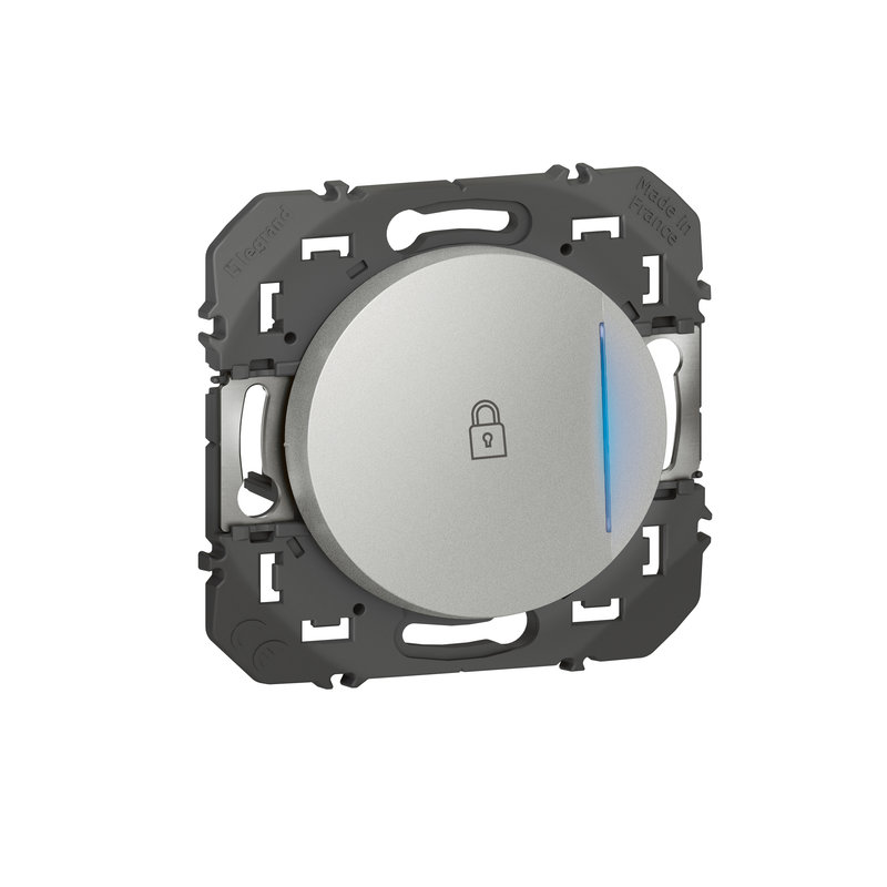 Legrand 600117 - Poussoir simple avec voyant lumineux marquage cadenas dooxie 6A - finition alu