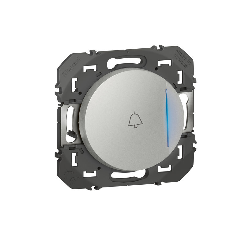 Legrand 600118 - Poussoir avec voyant lumineux marquage sonnette dooxie 6A 250V~ finition alu