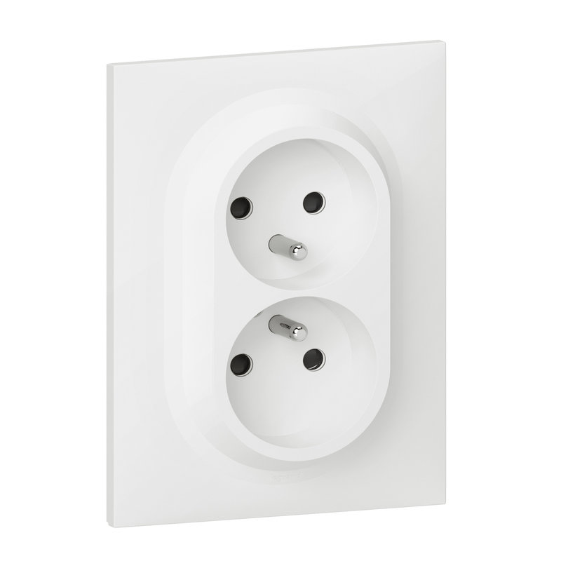 Legrand 600321 - Double prise 2P+T compacte monobloc easyréno dooxie 16A avec plaque