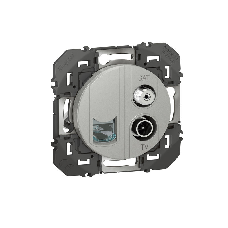 Legrand 600458 - Prise TV-SAT + RJ45 catégorie 6 STP compacte dooxie finition alu