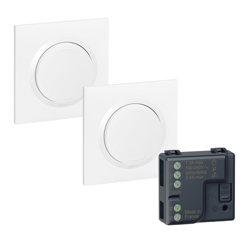 Legrand 600699L - Prêt à poser dooxie 2 commandes sans fil sans pile + 1 micromodule - blanc