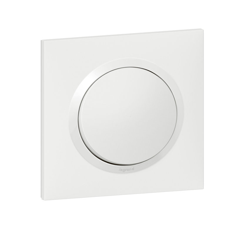 Legrand 600705 - Poussoir dooxie one 6A 250V~ avec plaque carrée blanche et griffes