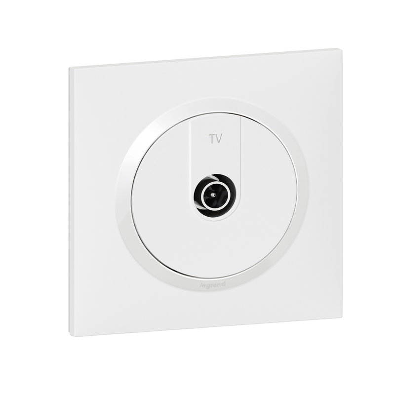 Legrand 600751 - Prise TV étoile blindée dooxie one livrée avec plaque carrée blanche et griffes