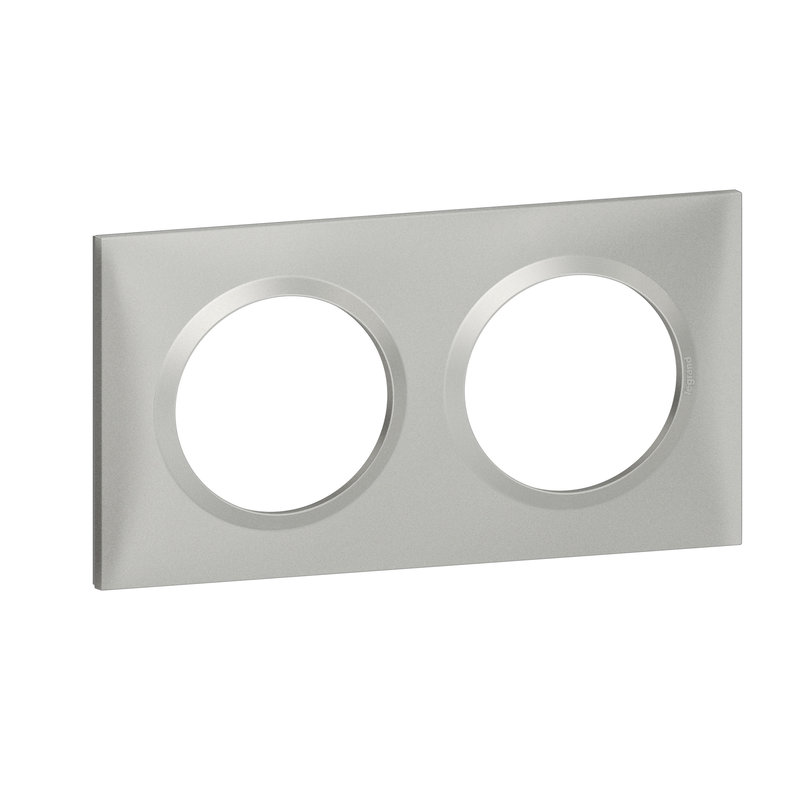 Legrand 600852 - Plaque carrée dooxie 2 postes finition effet aluminium