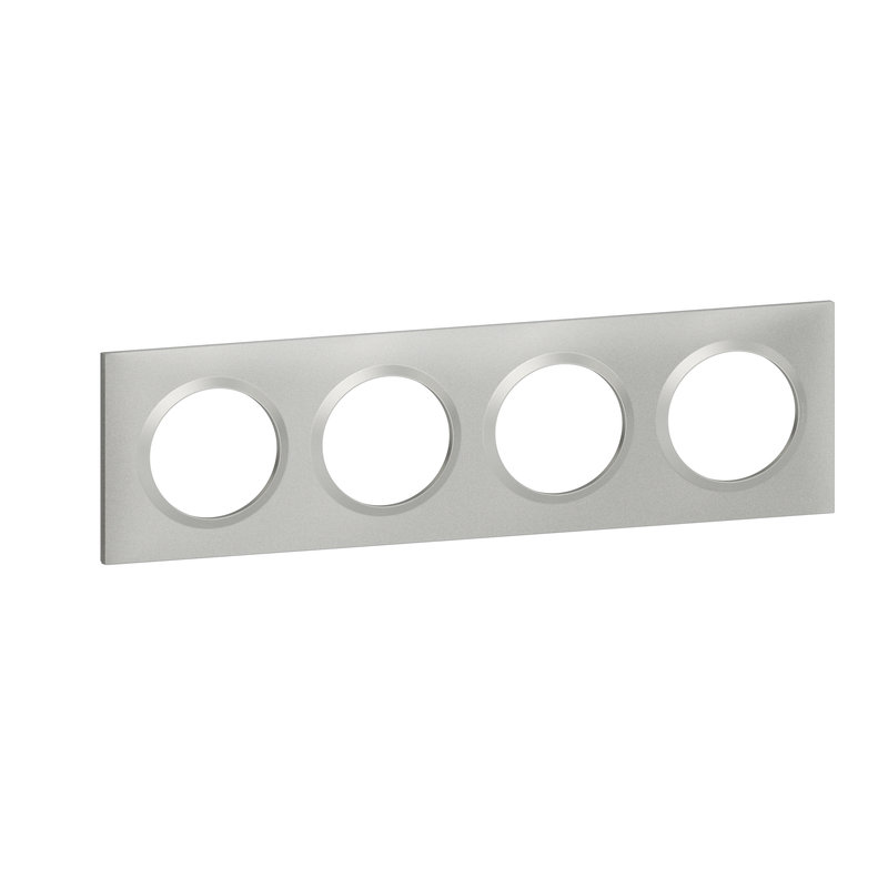 Legrand 600854 - Plaque carrée dooxie 4 postes finition effet aluminium