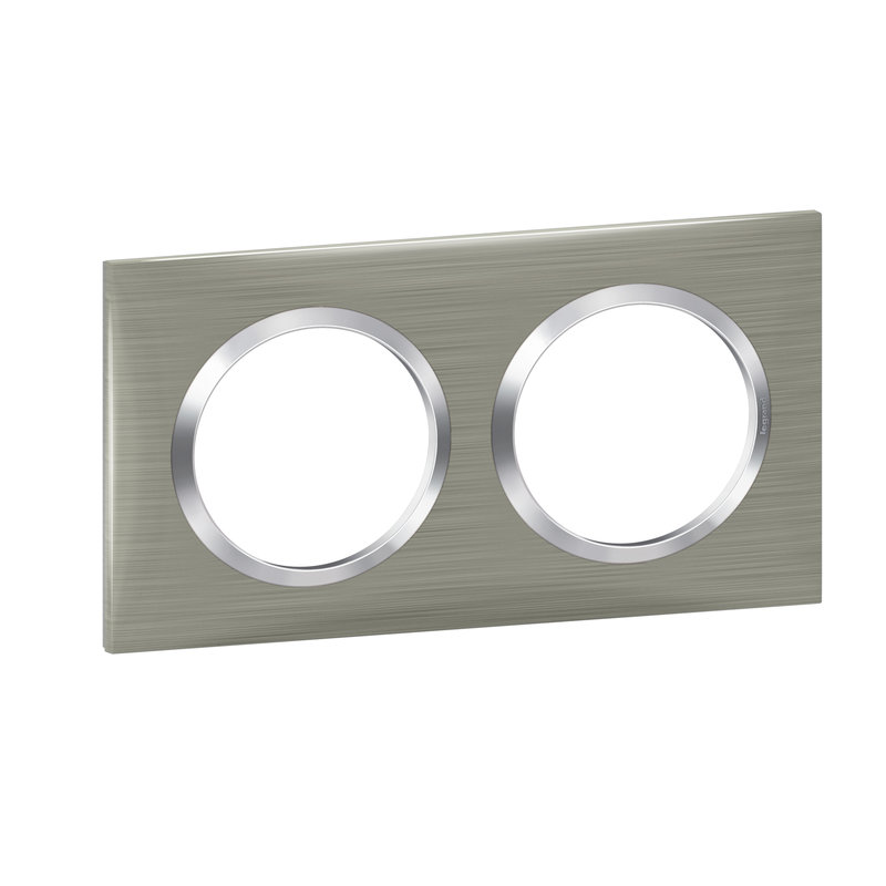 Legrand 600872 - Plaque carrée dooxie 2 postes finition effet inox brossé