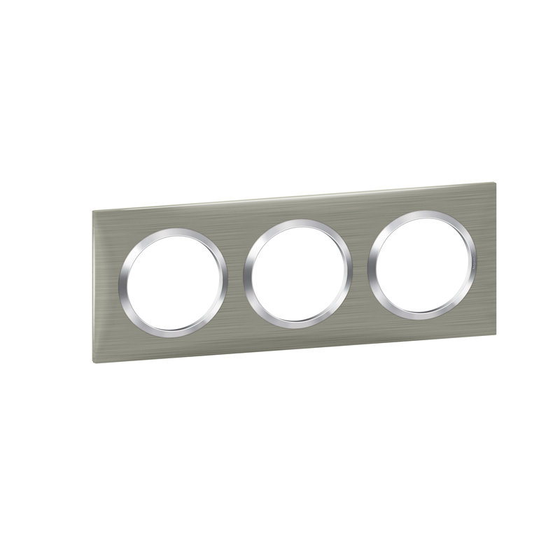 Legrand 600873 - Plaque carrée dooxie 3 postes finition effet inox brossé