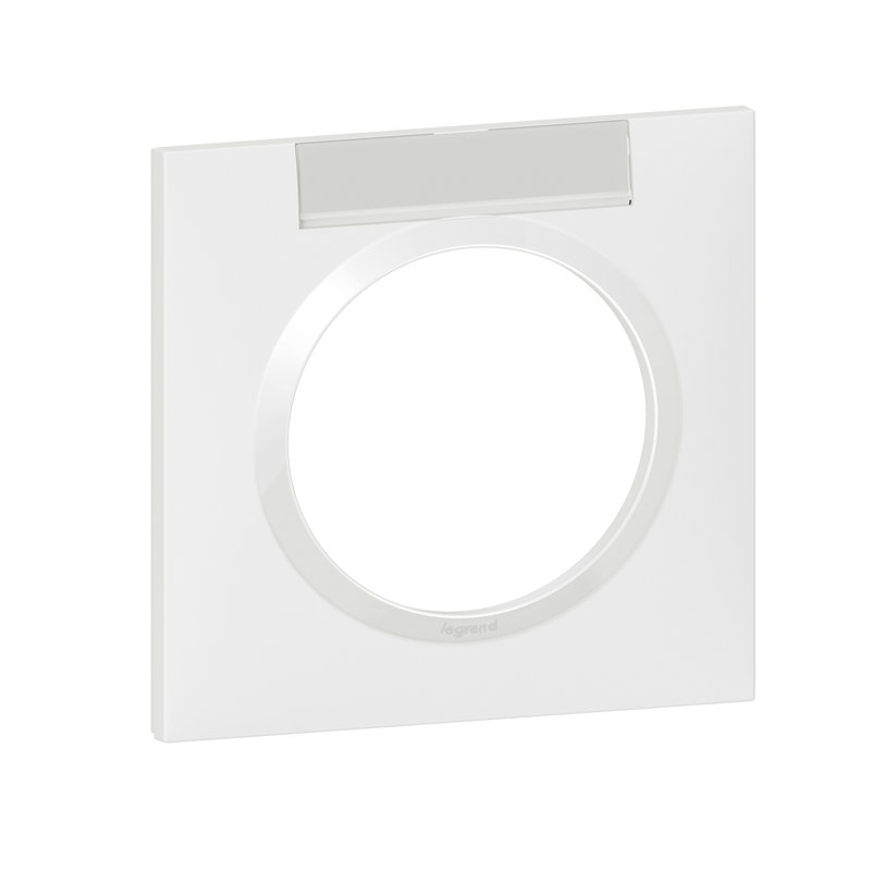 Legrand 600942 - Plaque carrée dooxie 1 poste finition blanc avec porte-étiquette
