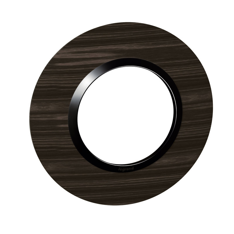 Legrand 600979 - Plaque ronde dooxie 1 poste finition effet bois ébène