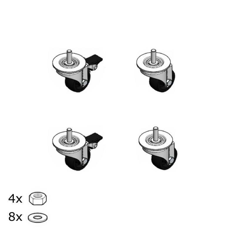 Legrand 646248 - Jeu de 4 roulettes pour coffrets 19pouces Linkeo