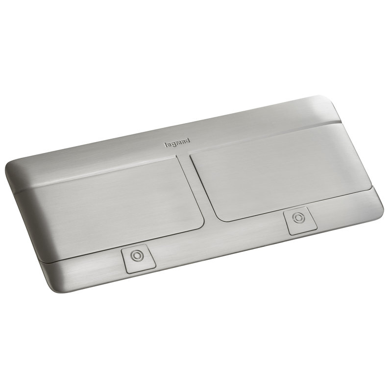 Legrand 654003 - Pop up mobilier 2x4 modules à équiper finition inox mat -avec kit d'installation