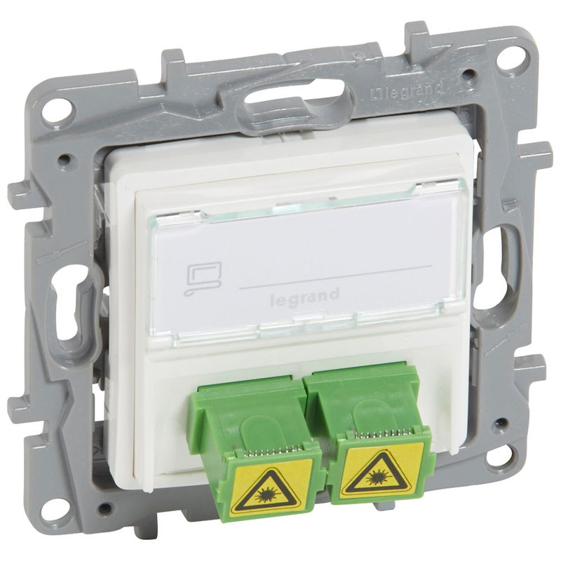 Legrand 664779 - Prise optique Niloé - 2 traversées SC/APC simplex avec volet de protection - Pur