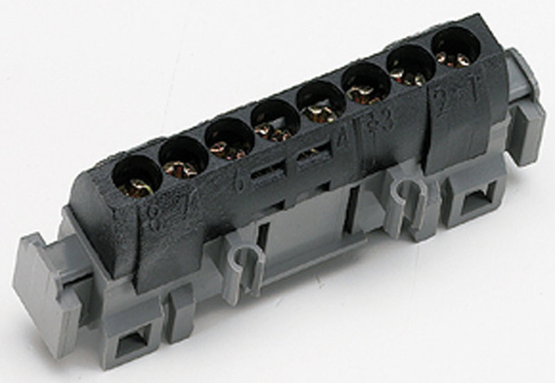 Legrand 004852 - Bornier de répartition isolé IP2X phase - 8x1,5mm² à 16mm² noir - longueur 75mm