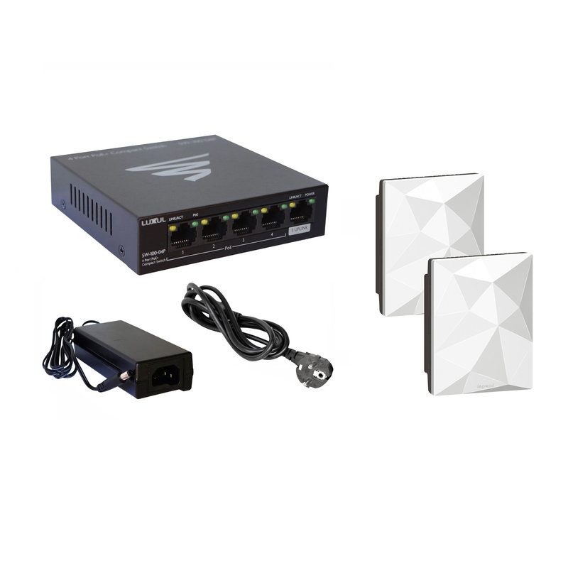 Legrand 033611 - Kit 1 switch PoE et 2 points d'accès Wi-Fi PoE (n+ac) à encastrer - blanc
