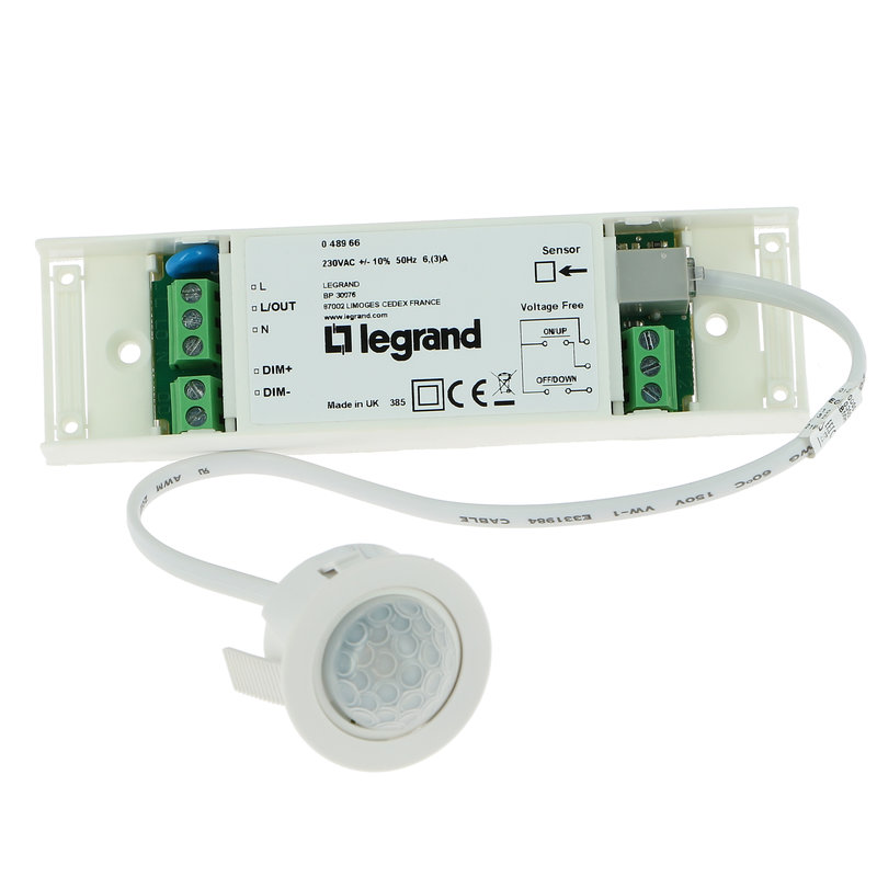 Legrand 048966 - Détecteur compact IR 360° portée Ø7m variation 1V à 10V et ON/OFF 6A