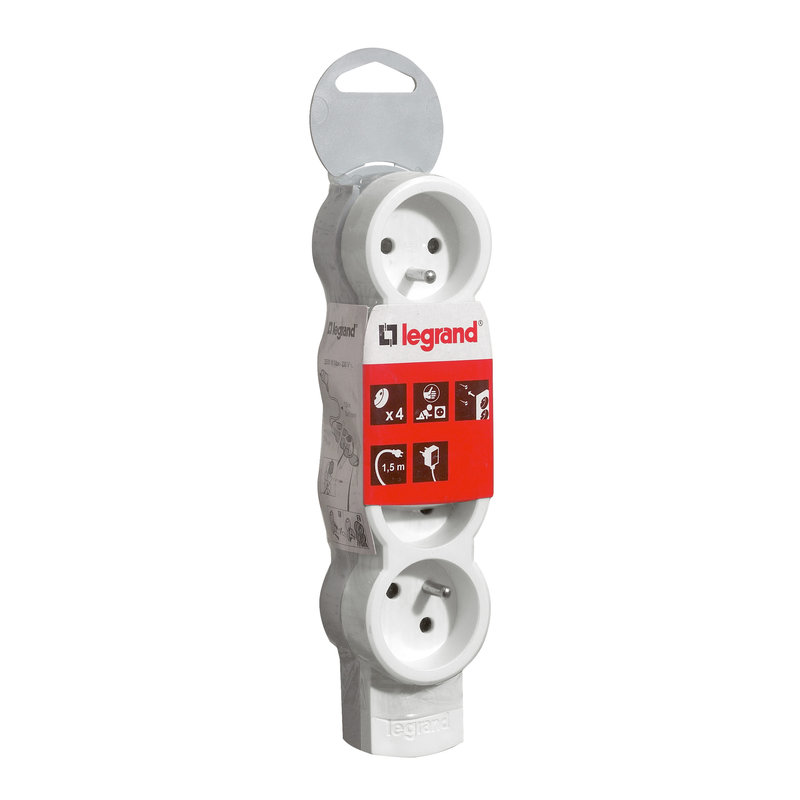 Legrand 050057 - Bloc multiprise standard mobile 4 prises de courant 2P+T à câbler