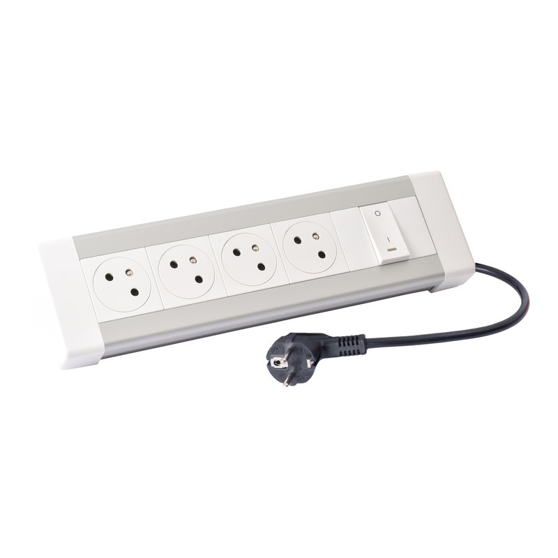 Legrand 054608 - Bloc bureau 4x2P+T + 1 interrupteur lumineux et cordon 3m 2P+T