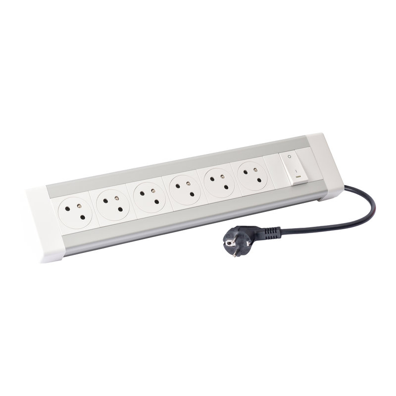 Legrand 054609 - Bloc bureau 6x2P+T + 1 interrupteur lumineux et cordon 3m 2P+T