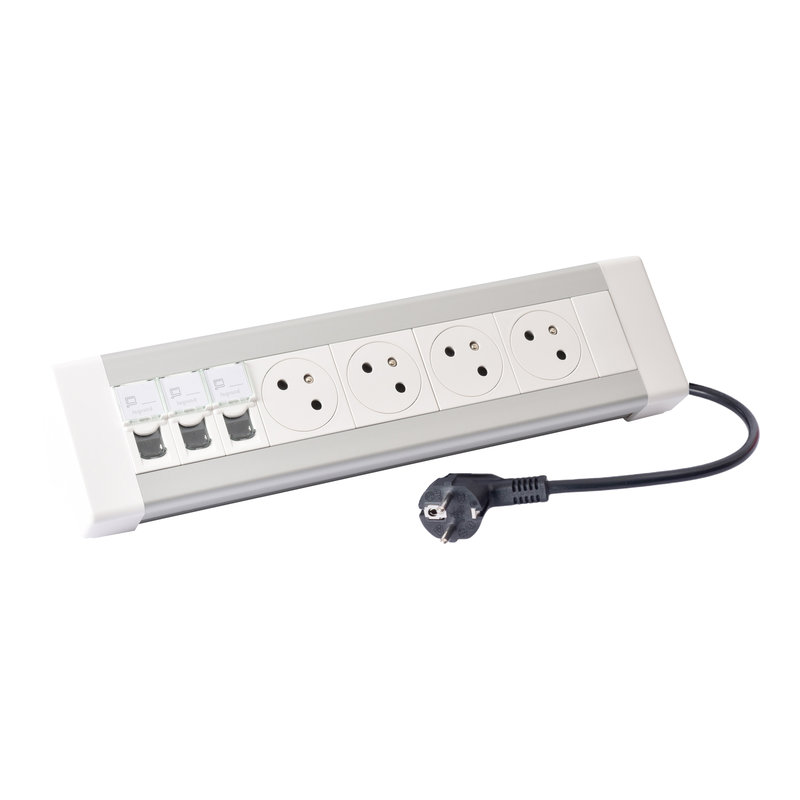 Legrand 054614 - Bloc bureau 4x2P+T + 3xRJ45 catégorie 6 FTP et cordon 3m 2P+T