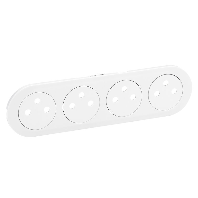 Legrand 068114 - Enjoliveur Céliane pour prise 4x2P+T Surface précablée compacte -blanc