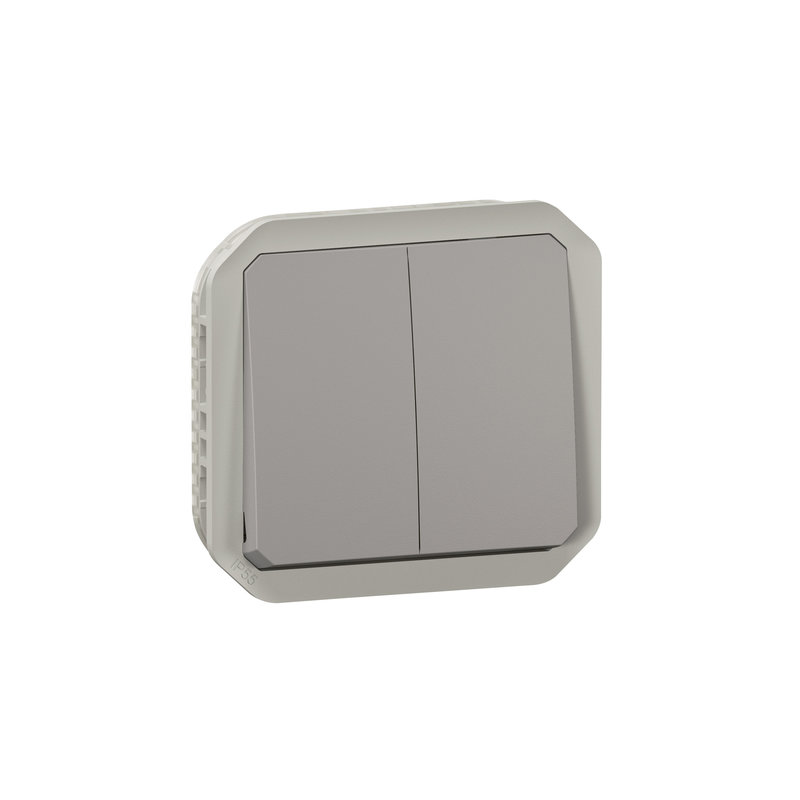 Legrand 069525L - Commande double interrupteur ou poussoir Plexo composable gris