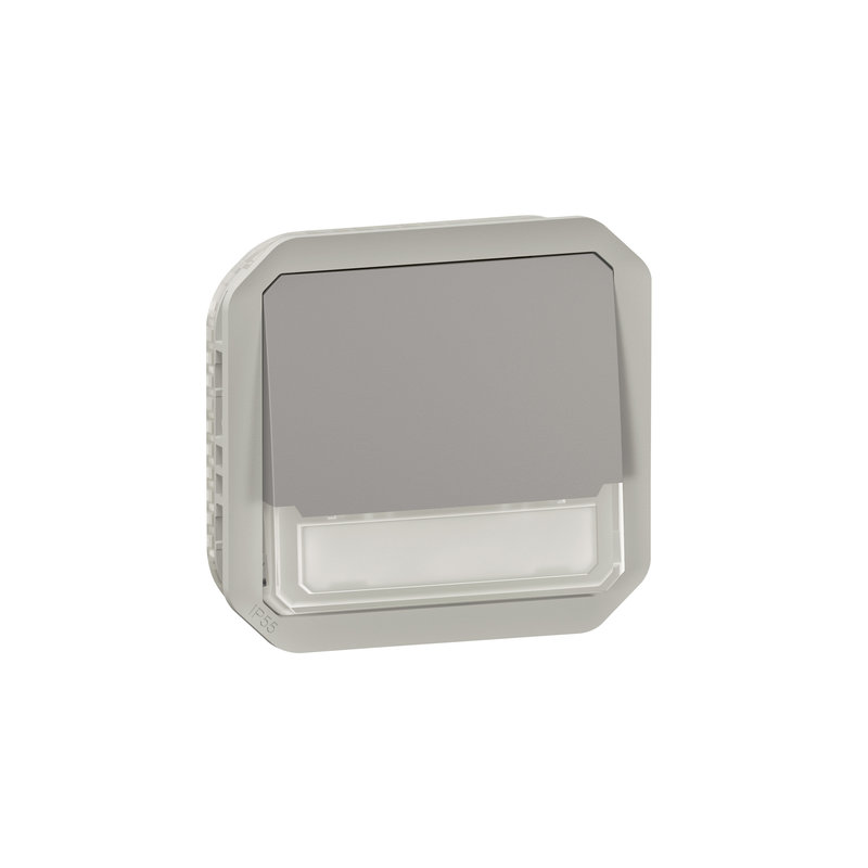 Legrand 069544L - Poussoir NO-NF lumineux porte-étiquette Plexo composable gris