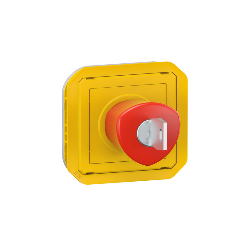Legrand 069548L - Coup de poing d'urgence déverrouillage à clé Plexo composable jaune
