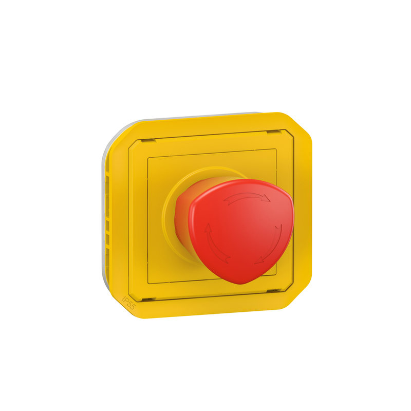 Legrand 069549L - Coup de poing d'urgence déverrouillage 1/4 tour Plexo composable jaune