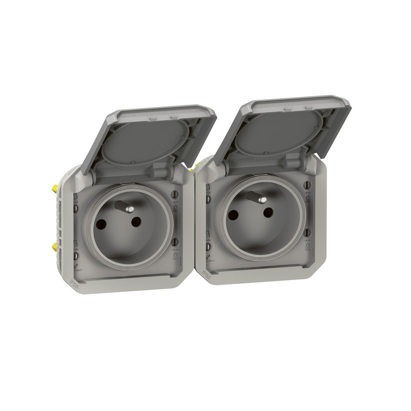 Legrand 069562L - Prise de courant 2x2P+T horizontale Plexo composable gris